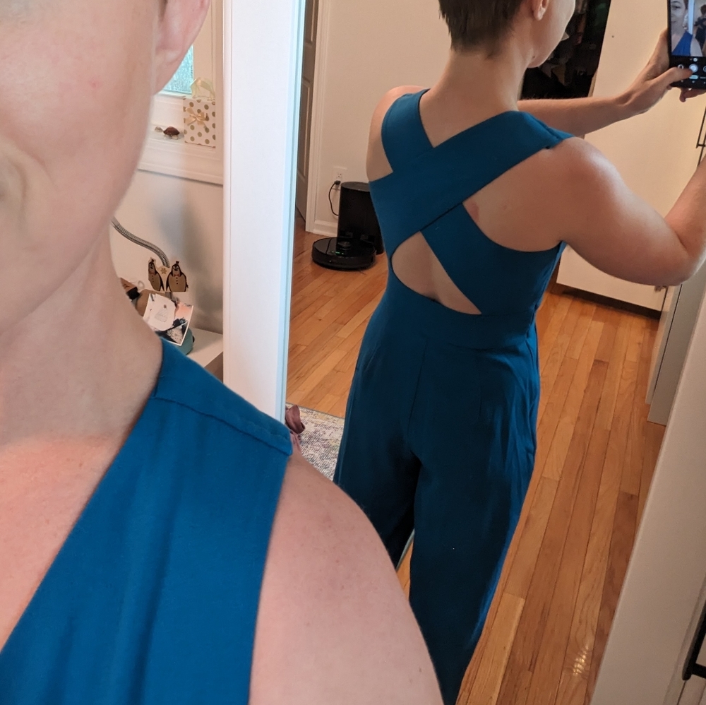Forever 21 Turquoise Crisscross-back Jumpsuit XS